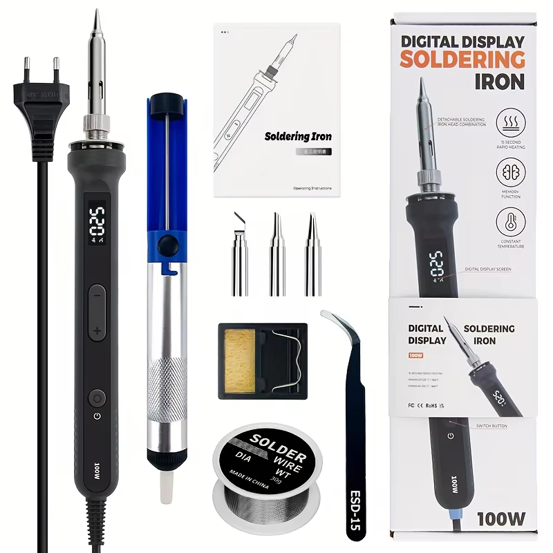 Electronics Repair Equipment - 100W Digital Soldering Iron Kit Adjustable‑Temperature